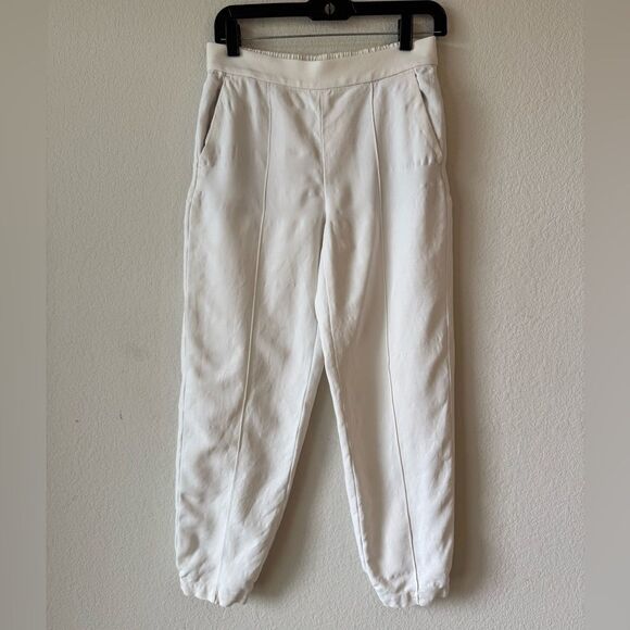 Vince Women’s White Pull-On Jogger Ankle Pants Sz 4 Elastic Waist Athleisure - Picture 1 of 7